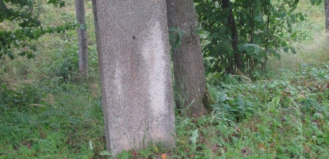 Piliakalnį žymintis stulpelis.
