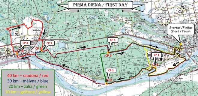 Pirmos festivalio dienos žemėlapyje nubraižyti maršrutai.
