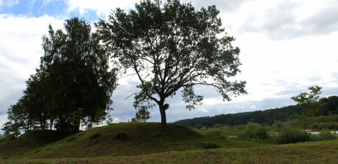 Piliavietė buvo iš dviejų dalių. Ant mažesniosios kalvos stovėjo ūkinis priestatas, ant didesnės – pagrindinė pilis. Manoma, kad jas jungė tiltelis, o tarp jų buvo įkurtas pilėnų uostas. / Ernestos Antanaitytės nuotr.