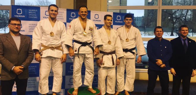 Jurbarkietis imtynininkas K.Bauža šiais metais pirmą kartą startavo naujoje svorio (iki 100 kg) kategorijoje. Jis iškovojo pergalę tarptautiniame Vilniaus atvirajame dziudo čempionate. / Asmeninio albumo nuotr.