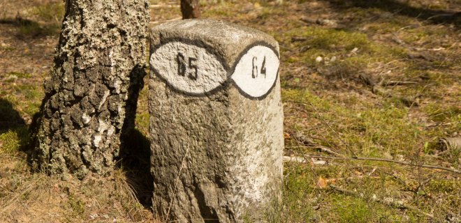 Vokiečių miškininkų palikimas – štai taip atrodantys akmenstulpiai. / R. Bakšienės nuotr.