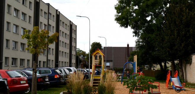 Kompleksiškai sutvarkytas gyvenamųjų namų kvartalas Jurbarko centre