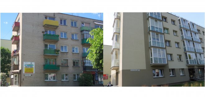 Nuotraukose Vytauto Didžiojo g. namas Nr. 7 prieš renovaciją ir po renovacijos