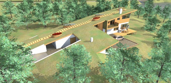 Namas- chameleonas. Svajonių namas gali atrodyti ir taip. Štai toks neįprastas pastatas jau kyla Jurbarko rajone. Užsakovas - jurbarkietis. Projektą sukūrė MB “Archsprendimai”.