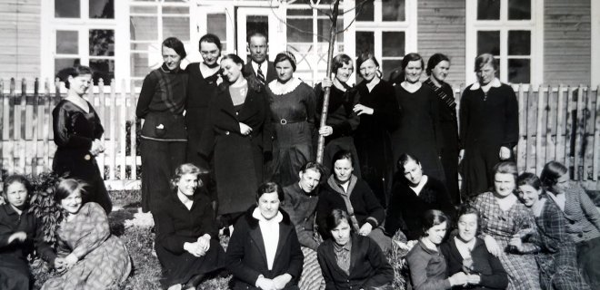 Žiemos žemės ūkio mokyklos mokiniai 1934 m. / A. Puidokaitės archyvo nuotr.