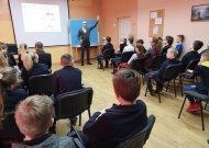 Paskaitą „Mokykla be patyčių” vedė lektorius Donatas Grigalis.