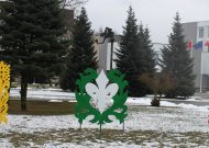 Apie artėjančią šventę primena tik Jurbarko kultūros centro trispalvės verpstės