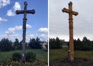 Atnaujintas Baltijos kelio jurbarkiečių vietos ženklas – kryžius