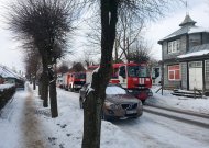 Priešgaisrinės automobiliai skubėjo į K. Donelaičio gatvę