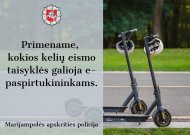 Kelių eismo taisyklės, kurios galioja e – paspirtukininkams