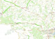 Šiame žemėlapyje raudona linija pažymėti esami vidutinio greičio kontrolės ruožai, o žalia – planuojami įrengti 2023–2024 metais. Žalia linija pažymėta ir kelio atkarpa nuo Jurbarko iki Šilinės.