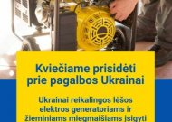 Kviečia prisidėti prie pagalbos Ukrainai: aukoti elektros generatoriams ir miegmaišiams