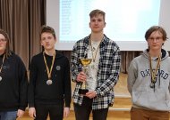 II vietą užėmusi Jurbarko moksleivių komanda: M. Strokova, I. Milius, Ą. Norkūnas ir S. Juškaitis