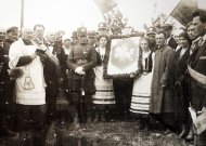 Pamatų duobės Vytauto Didžiojo paminklui Jurbarke šventinimas 1928 m.